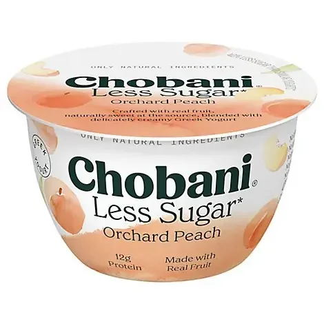 Chobani Yogurt Greek Less Sugar Clingstone Peach – 5.3 Oz