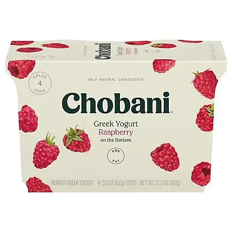 Chobani Yogurt Greek Nonfat Fruit On The Bottom Raspberry – 4-5.3 Oz