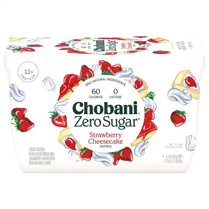 Chobani Yogurt, Zero Sugar, Strawberry Cheesecake