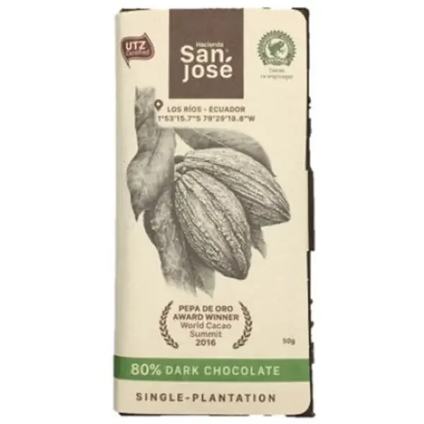 Choc San Jose 80% Dark Choc Bar