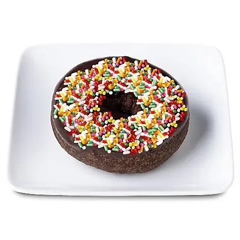 Chocolate Cake Iced Donut With Sprinkles – Each (available between 6 AM to 2 PM)