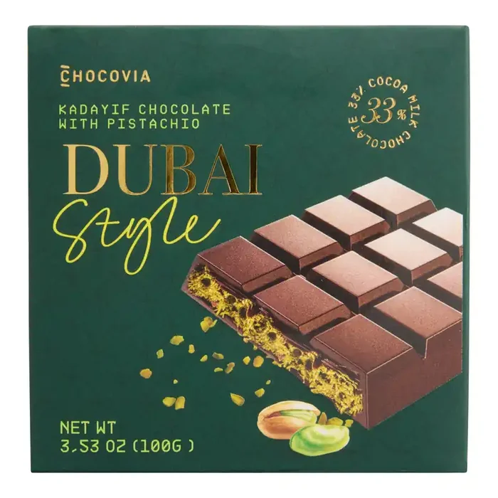 Chocovia Dubai Style Pistachio Kadayif Chocolate Bar