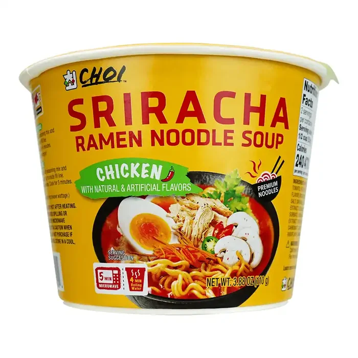 Choi Sriracha Chicken Ramen Noodle Soup Bowl Set of 2