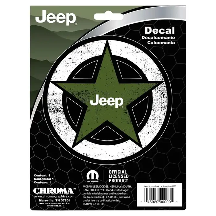 Chroma Jeep Invasion Star Auto Decal