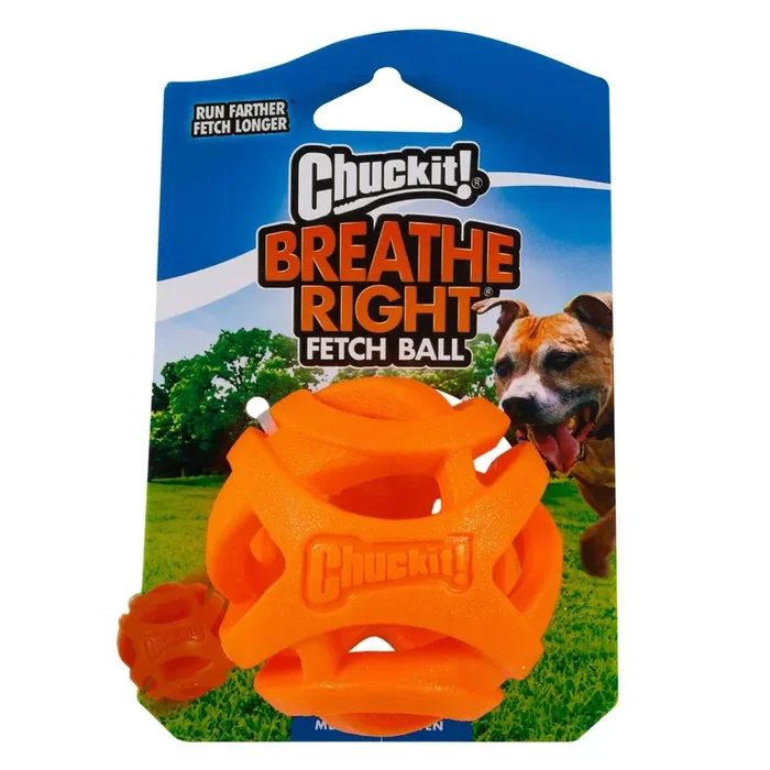 Chuckit! Breathe Right Fetch Ball Dog Toy – Orange – M
