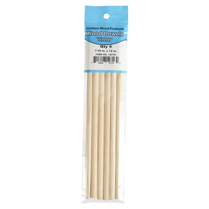 Cindoco Wood Dowels, Natural 7/16″ X 12″