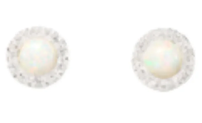 City By City Cbc Cz Ear Opal Cz Halo Stud 111604 Slv