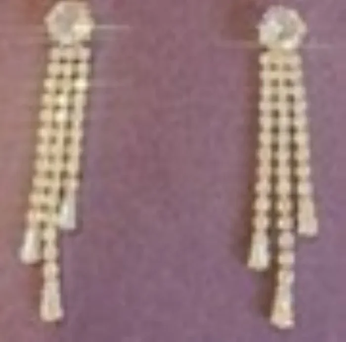 City by City Cubic Zirconia Gold Plated Multi Strand Rhinestone Elegant Earrings