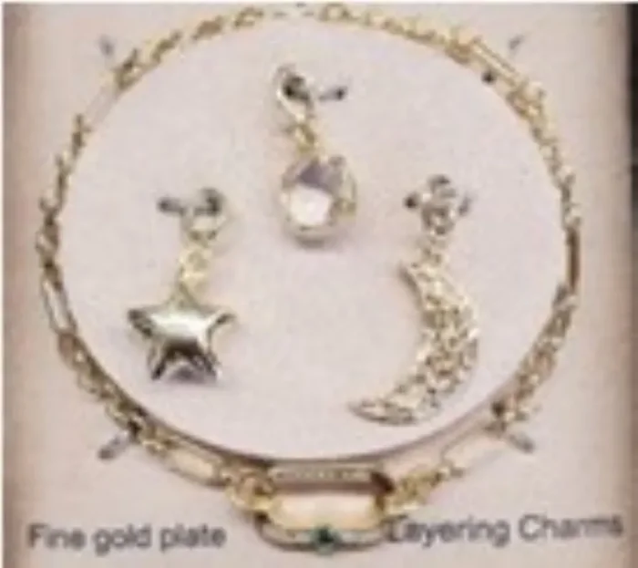 City by City Gold Plated Start and Moon Charm Bracelet With Cubic Zirconia