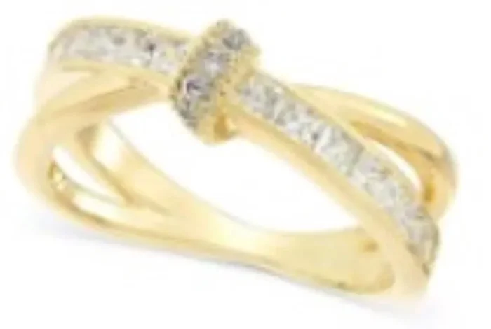 City by City Open X Cross Ring With Cubic Zirconia