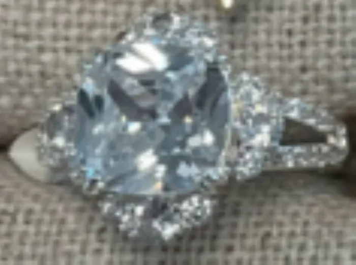 City by City Silver Large Oval Pave Engagement Ring With Cubic Zirconia