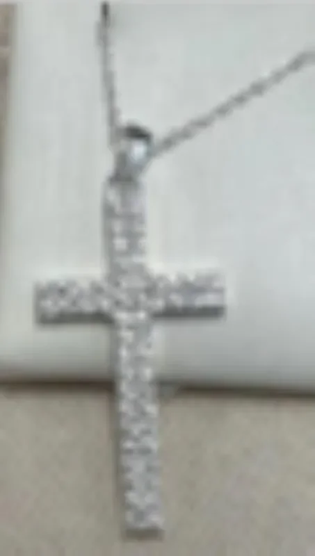 City by City Silver Necklace With a Cubic Zirconia Pave Cross Pendant