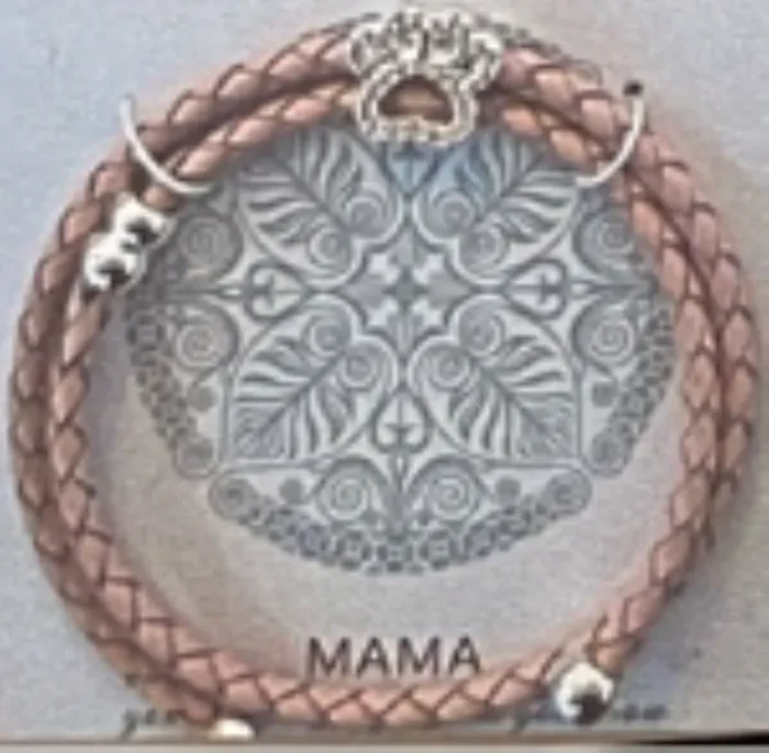 City by City Silver Pave Dog Paw Print Leather Coil Bracelet With Cubic Zirconia