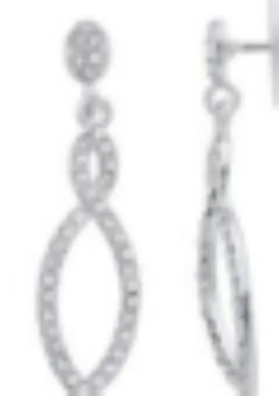 City by City Silver Plated Vintage Open Pave Earrings Made With Genuine Crystal