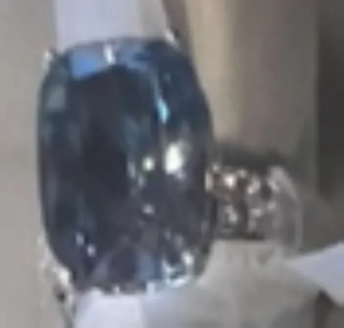 City by City Silver Ring With a Large Sapphire Crystal and Cubic Zirconia Pave Band