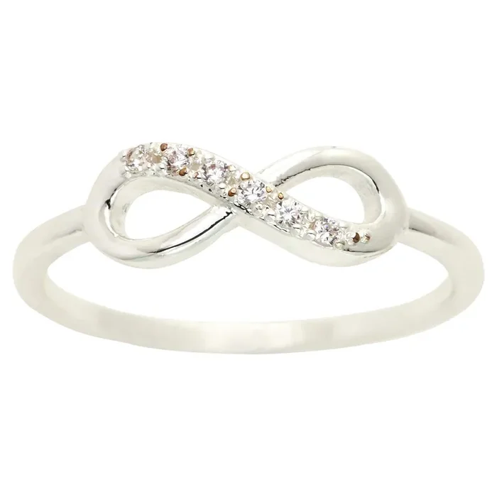 City by City Silver Tone Cubic Zirconia Pave Infinity Band in Size 9