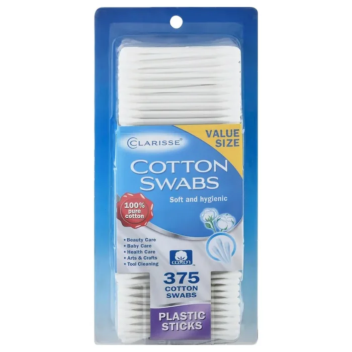 Clarisse Value Size Plastic Sticks Soft and Hygienic Cotton Swabs 375 ea