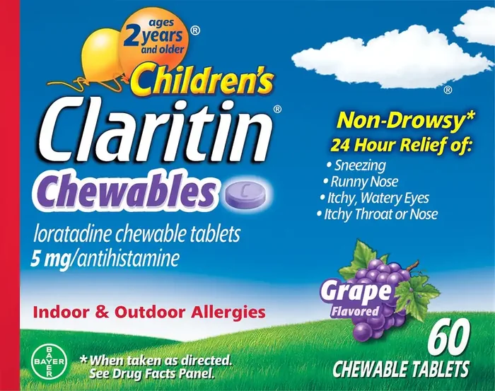 Claritin Child Grape Allergy Chewable Tablets, 24-Hour Non-Drowsy