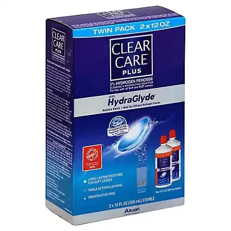 Clear Care Plus Lens Solution Cleaning & Disinfecting With Hydraglyde – 2-12 Fl. Oz.