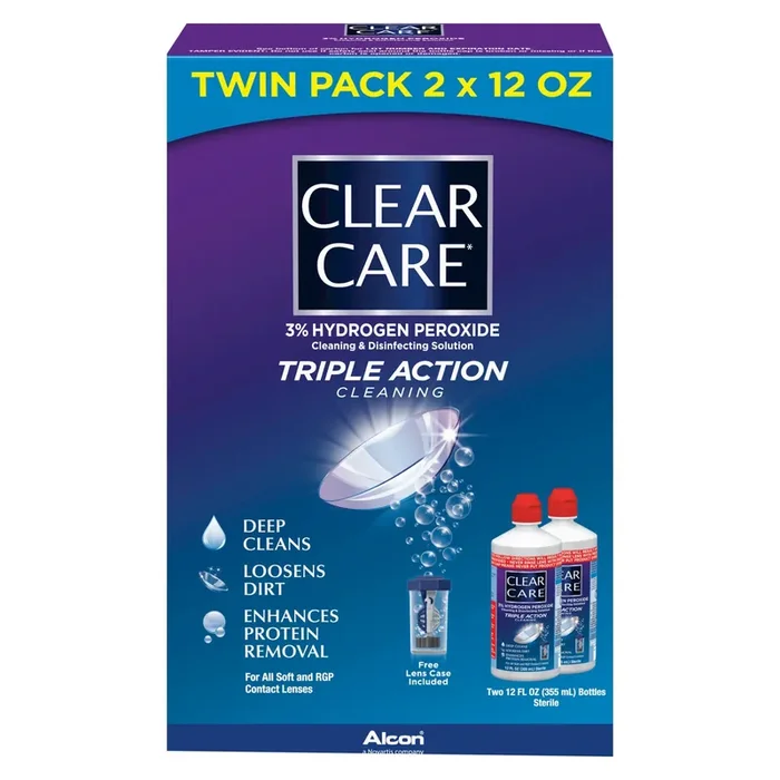 Clear Care Triple Action Cleaning and Disinfecting Solution – Twin Pack (24 fl oz)