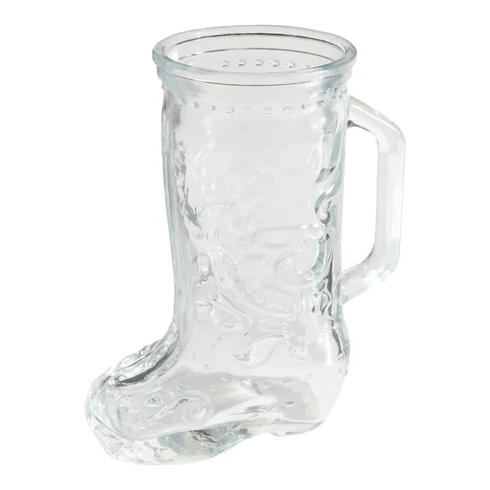 Clear Cowboy Boot Figural Glass Mug
