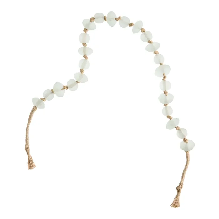 Clear Frosted Glass Organic Bead Garland Decor
