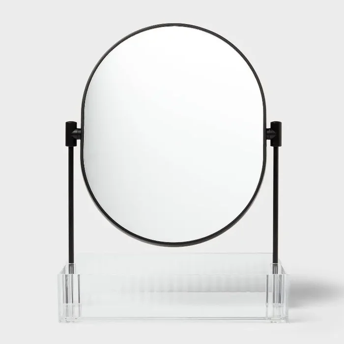 Clear Ribbed Acrylic Tray with Black Mirror – Threshold™