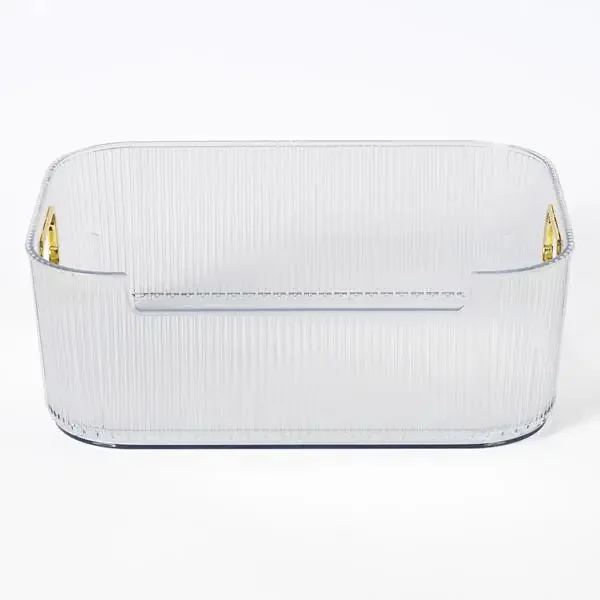 Clear Ribbed Bin Gold Handle