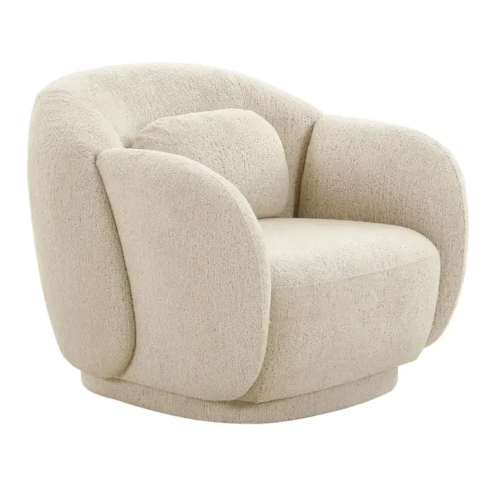 Clements Boucle Curved Mid Century Upholstered Chair