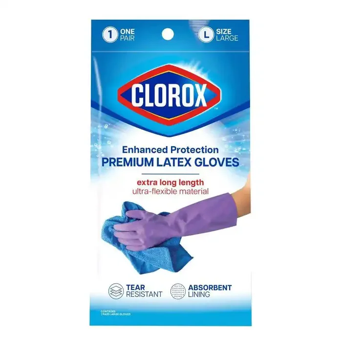Clorox Enhanced Protection Latex Gloves – Large – 1 Pair