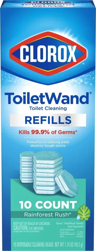 Clorox Rainforest Rush Toilet Wand Refills 10 ea