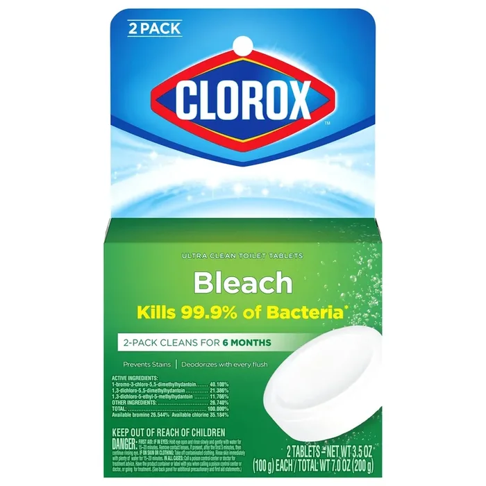 Clorox Ultra Clean Toilet Tablets Bleach – 2 Count, 3.5 Ounces Each (Package May Vary)