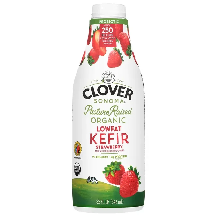Clover Sonoma 1% Milkfat Lowfat Organic Strawberry Kefir 32 fl oz