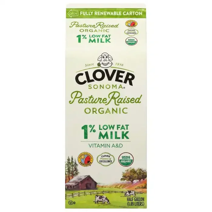 Clover Sonoma Organic 1% Milk – 0.5gal