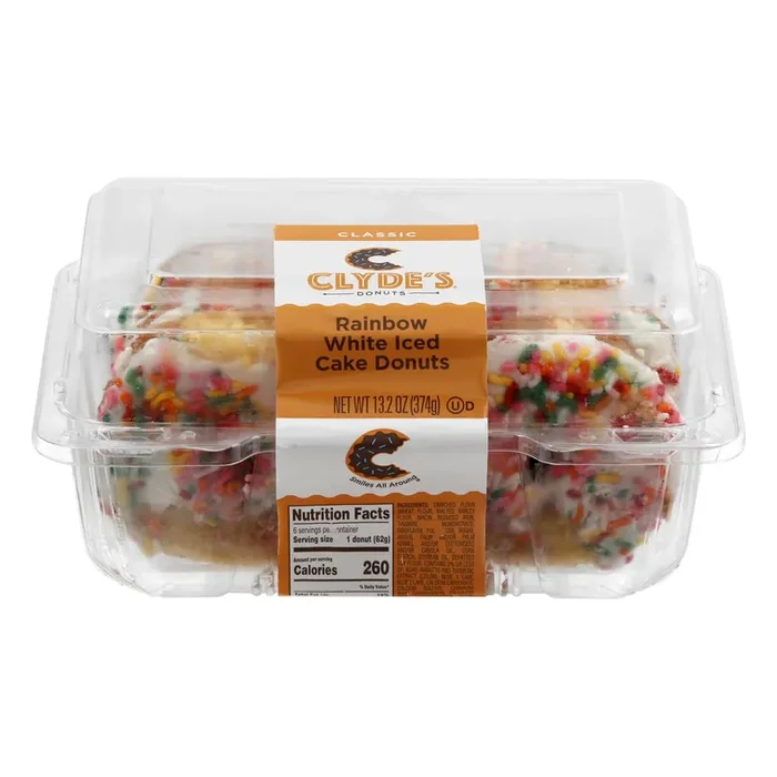 Clyde‘s Clydes Classic Rainbow White Iced Cake Donuts 13.2 oz