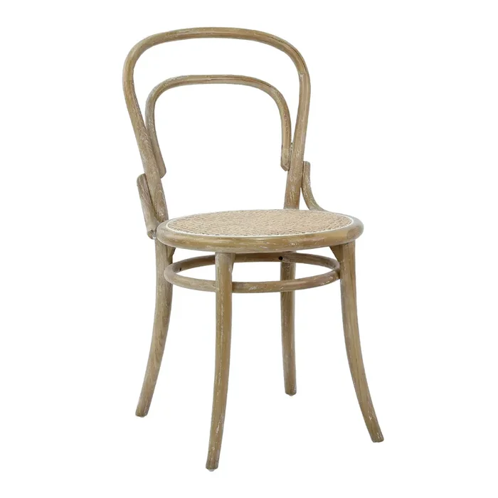 Coasta Elm Wood and Rattan Cane Dining Chair 2 Piece Set