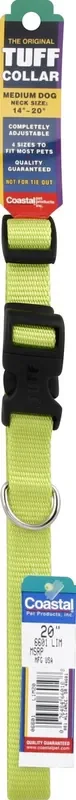 Coastal Adjustable Dog Collar with Plastic Buckle, Lime, Medium – 3/4″ x 14″-20″