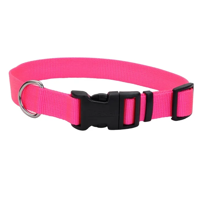 Coastal Adjustable Dog Collar with Plastic Buckle, Neon Pink, Extra Small – 3/8″ x 8″-12″