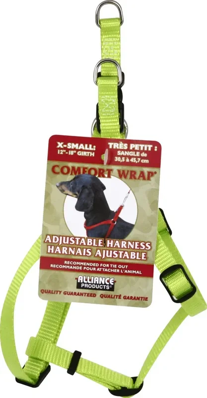 Coastal Comfort Wrap Adjustable Dog Harness, Lime, Extra Small – 3/8″ x 12″-18″