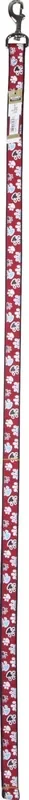 Coastal Ribbon Dog Leash, Red with Paws, Medium/Large – 1″ x 6‘