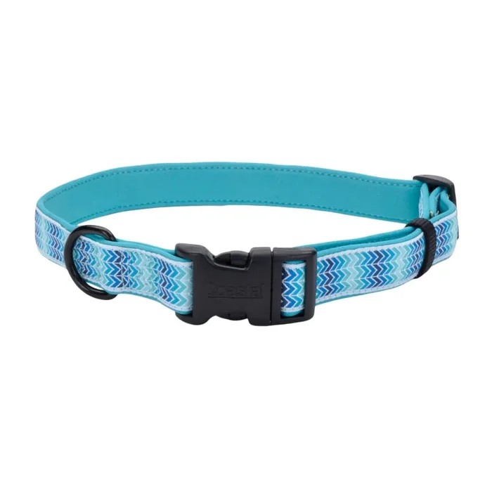 Coastal Ribbon Weave Collar, Teal Gradient Chevrons, X-Small – 5/8″ x 8″-12″