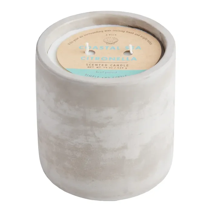 Coastal Sea Salt 2 Wick Scented Citronella Candle