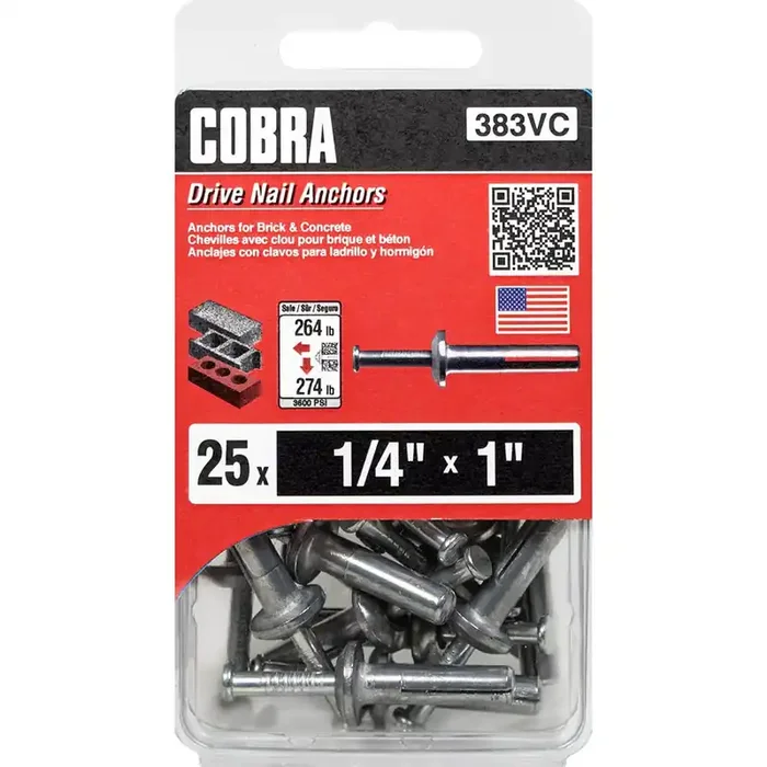 Cobra 264-lb 1/4-in x 1-in Nail-Drive Anchors 25-Pack
