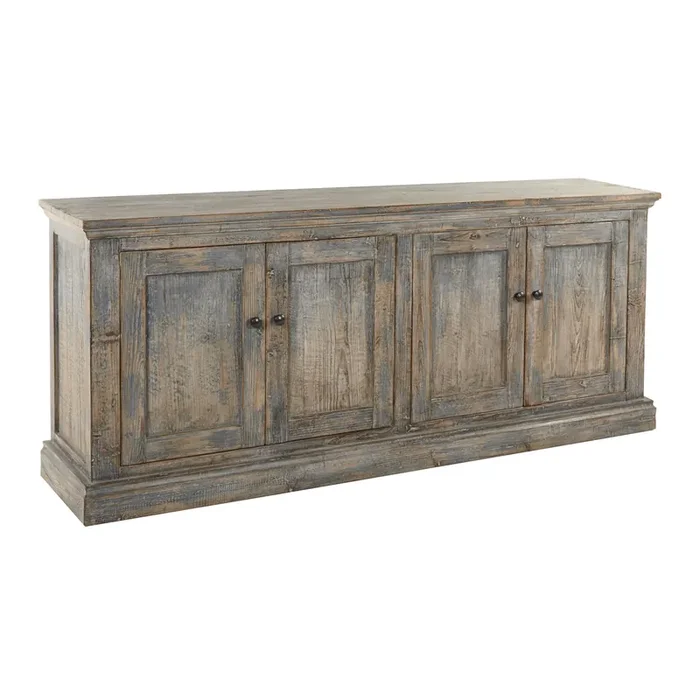 Coburg Antique Blue Reclaimed Pine 4 Door Storage Cabinet
