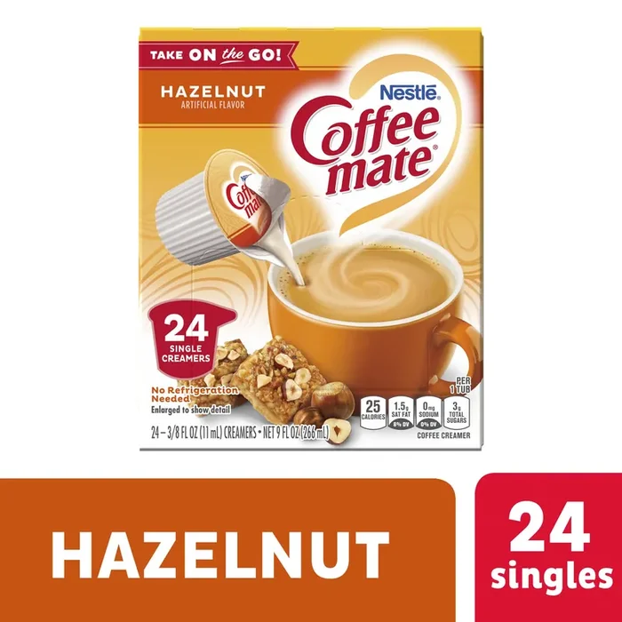 Coffee mate Nestle Coffee mate Hazelnut Liquid Coffee Creamer Singles, 24 Count