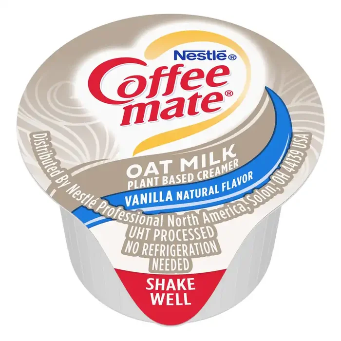Coffee mate Oat Milk Vanilla Natural Flavor, Plant Based Liquid Creamer Singles – 0.375 fl oz, 4 boxes of 50 Single Creamers