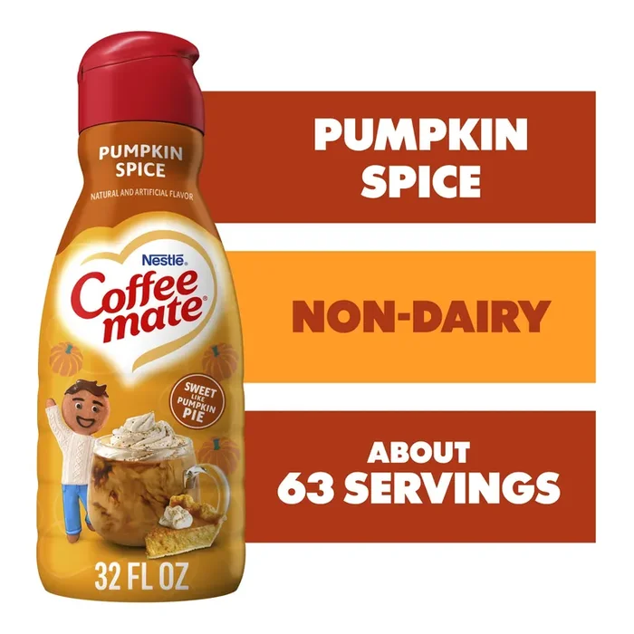 Coffee Mate Pumpkin Spice Flavored Coffee Creamer, Non-Dairy, Gluten-Free, 63 Servings