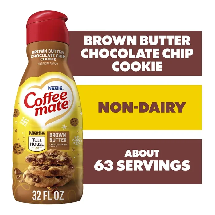 Coffee mate Toll House Brown Butter Chocolate Chip Cookie Flavored Coffee Creamer, Non-Dairy, 63 Servings