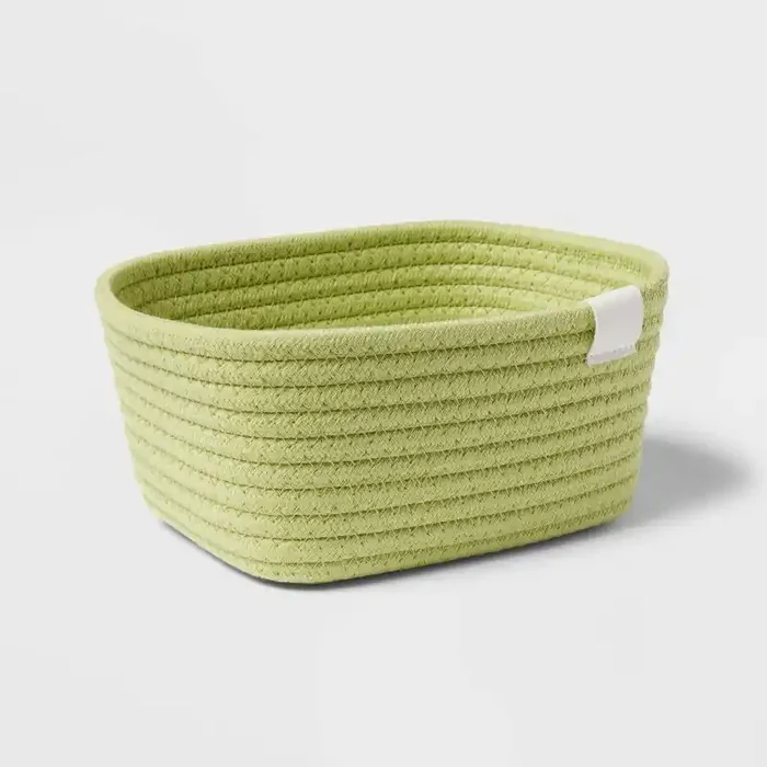 Coiled Rope Basket Lime Green – Brightroom™ Decorative Rectangle, Polyester & Cotton, 4″x8″x6″, Spot Clean