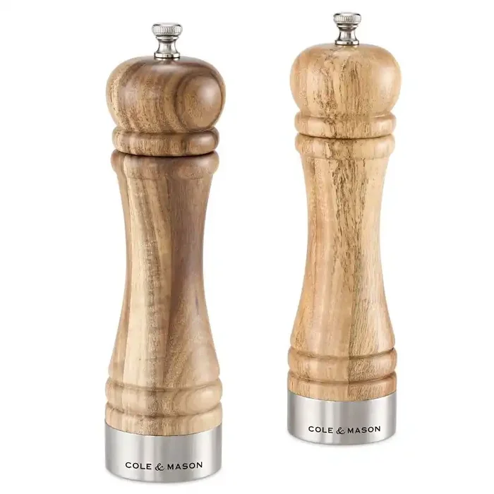 Cole & Mason Camden Salt and Pepper Grinder Set Traditional Wood Shakers, Spot Clean, 2-Piece, Brown